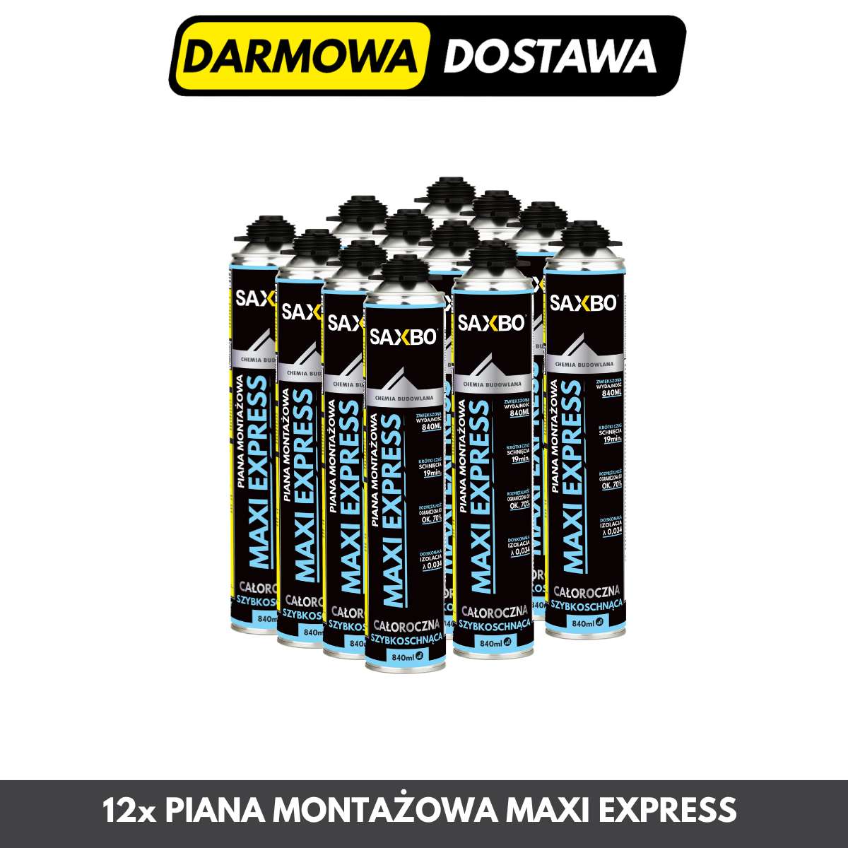 Zestaw 12x Piana MAXI EXPRESS 840ml – Pakiet Kartonowy