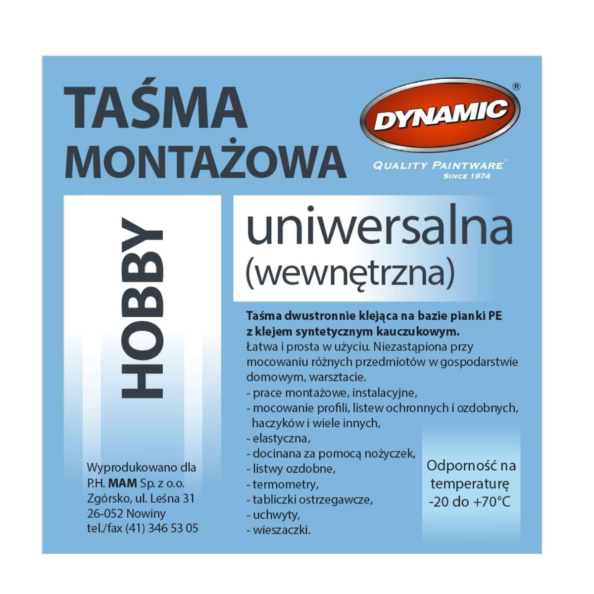 Taśma Montażowa Dwustronna HOBBY – Piankowa