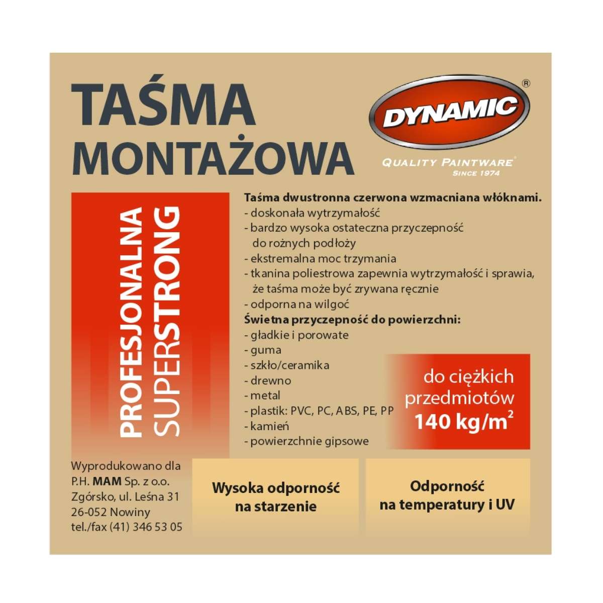 Taśma Montażowa Dwustronna SUPERSTRONG – Czerwona, Wzmacniana