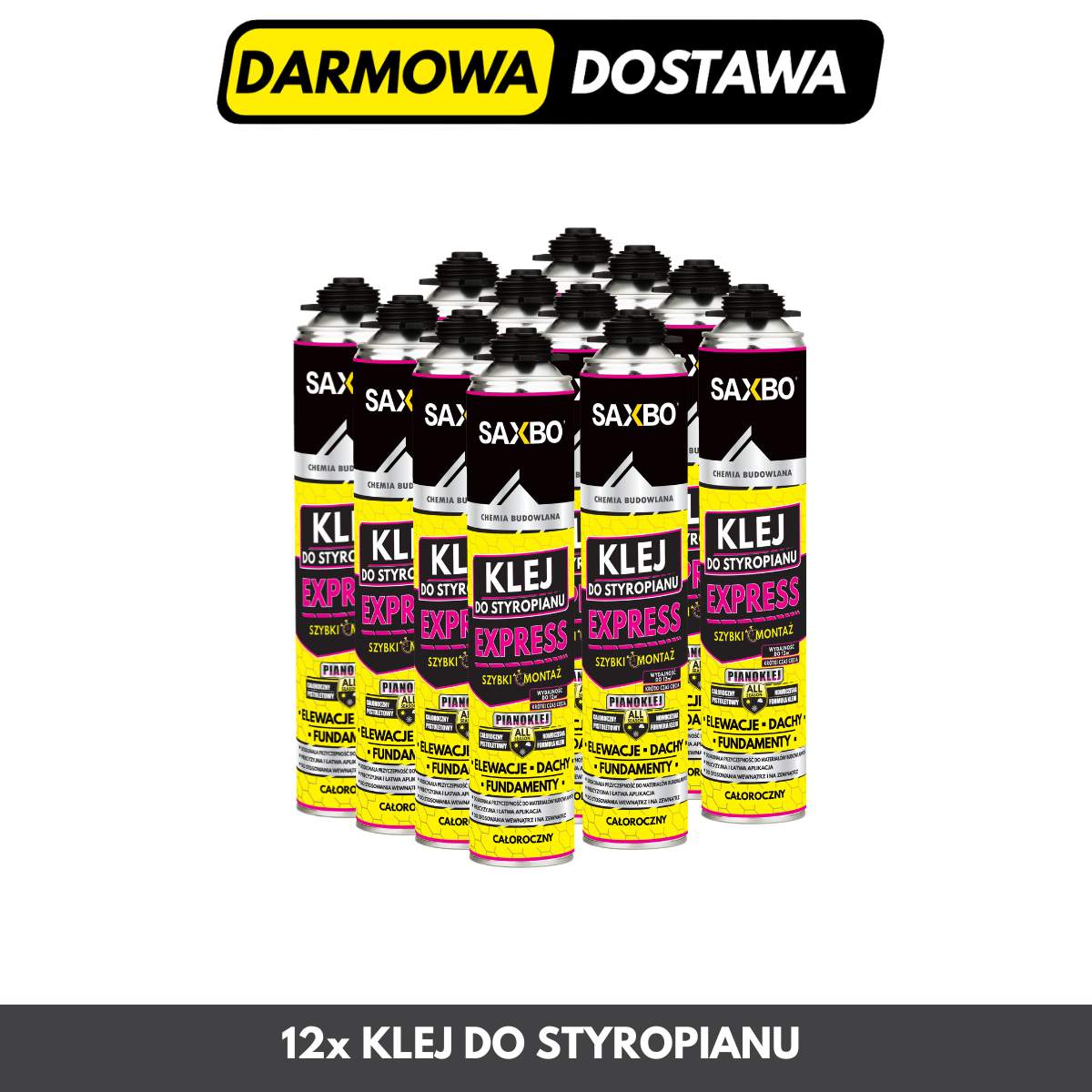Zestaw 12x Klej do styropianu EXPRESS – Pakiet Kartonowy