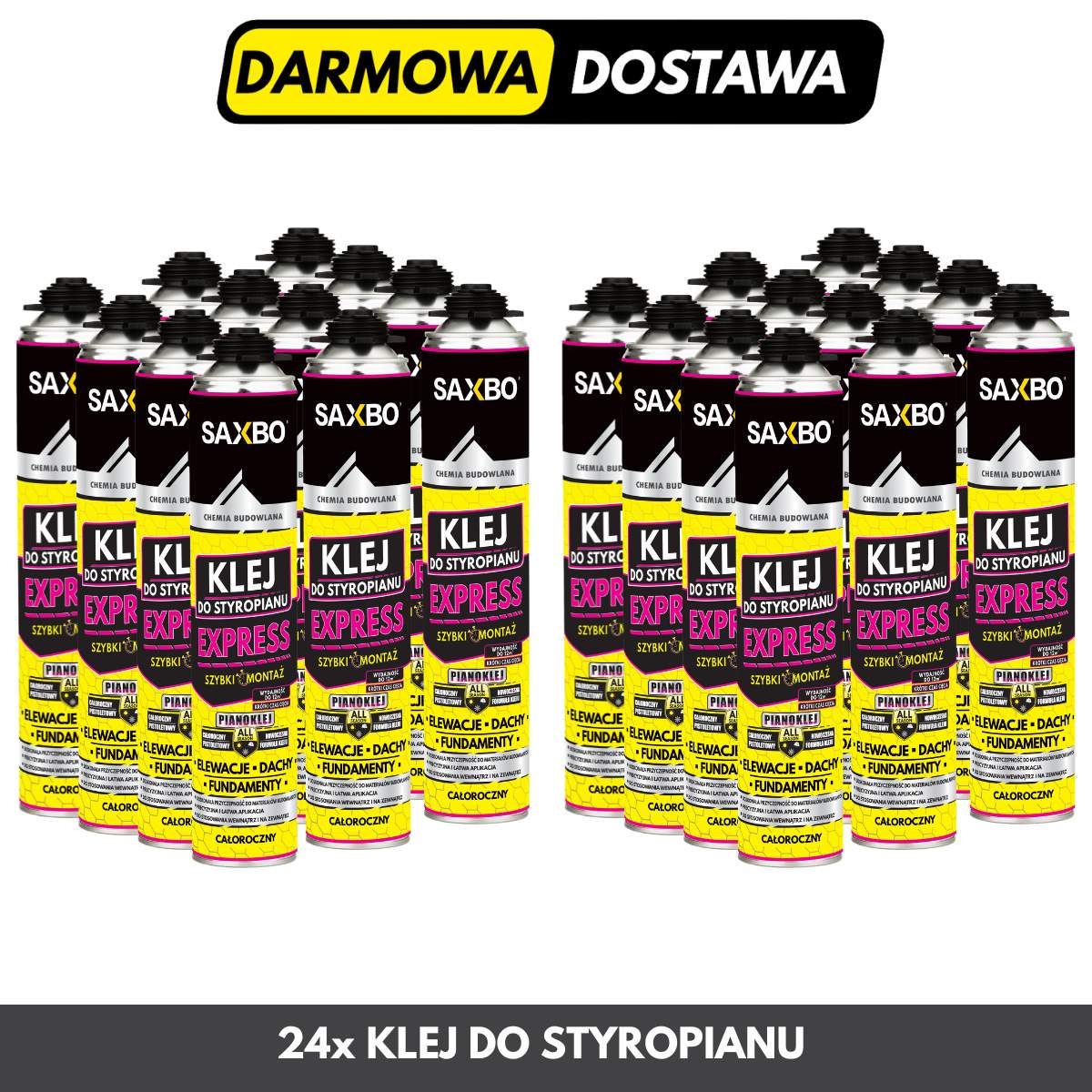 Zestaw 24x Klej do styropianu EXPRESS – Pakiet Kartonowy