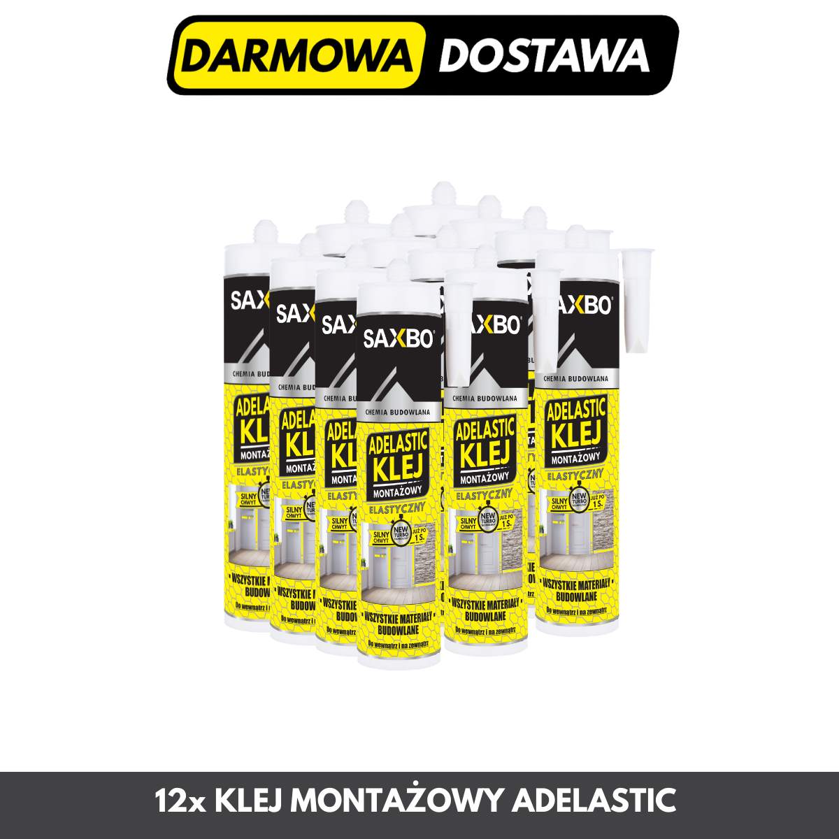 Zestaw 12x Klej montażowy ADELASTIC – Pakiet Kartonowy