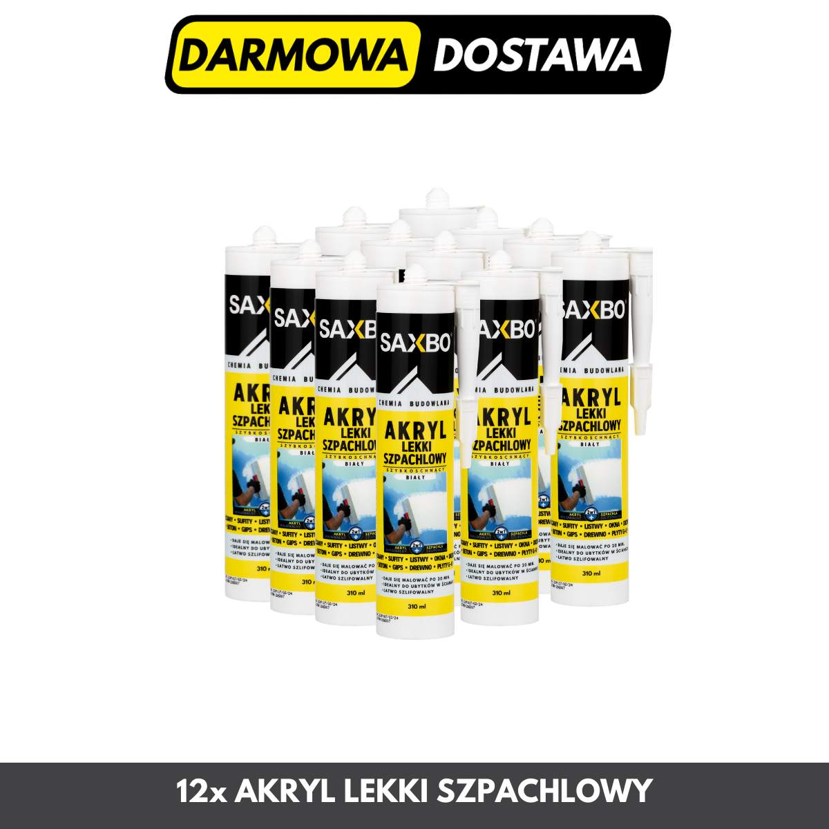 Zestaw 12x Akryl Lekki Szpachlowy – Pakiet Kartonowy