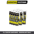 Zestaw 12x Silikon Sanitarno-Budowlany TURBO Biały – Pakiet Kartonowy